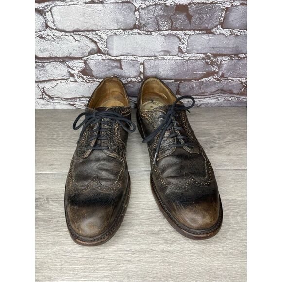 Frye Jones Wingtip Dark Brown Leather Distressed Dress Shoes Men Sz 13D US/46EU - Picture 16 of 16